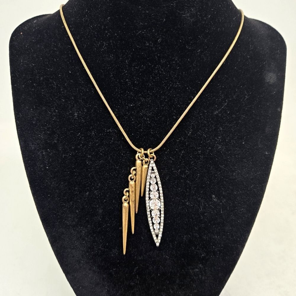 J. CREW‎ Elegant Gold and Silver Rhinestone Pendant Necklace